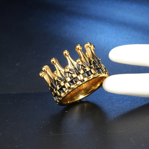 Anillo De Corona Acero Inoxidable Joyería De Moda Punk Geométrica Para Hombres Y Mujeres