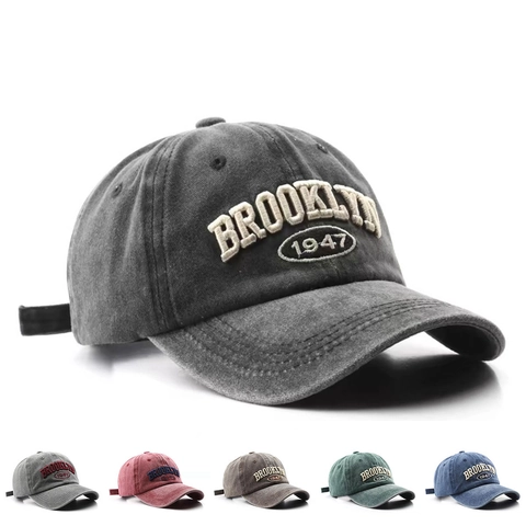 Cappello Da Baseball In Cotone Lavato Distressed Brooklyn 1947 Ricamo Cappello Protezione Solare Outdoor Per Uomo Donna