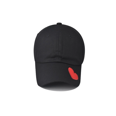 Baseballkappe Aus Gewaschener Baumwolle Mit Herzstickerei Lässiger Verstellbarer Sonnenhut Vintage Minimalistisch