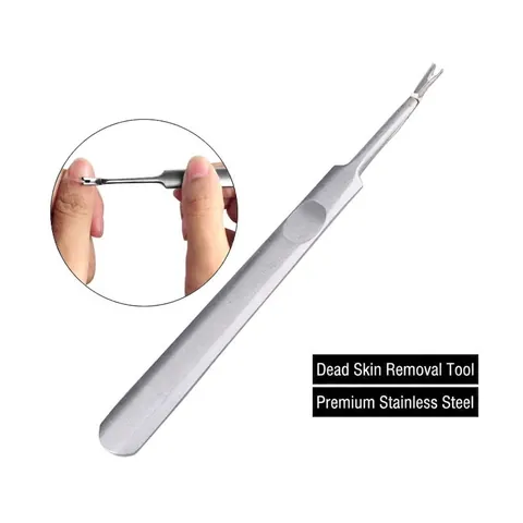 Professional Stainless Steel Cuticle Trimmer Fork Dead Skin Remover V-Shaped Blade Manicure Pedicure Nail Care Tool Silver