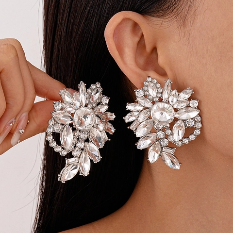 Pendientes De Botón De Flor Geométrica Con Poste De Plata Joyas De Lujo Elegantes Para Mujeres