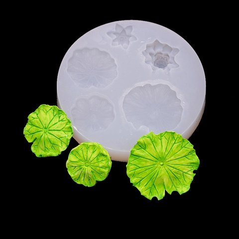 Mini Miniature Realistic Silicone Lotus Leaf Flower Goldfish Koi Mold Handmade Epoxy Resin Craft Fond Clay Cake Chocolate Jelly Decorating Tool
