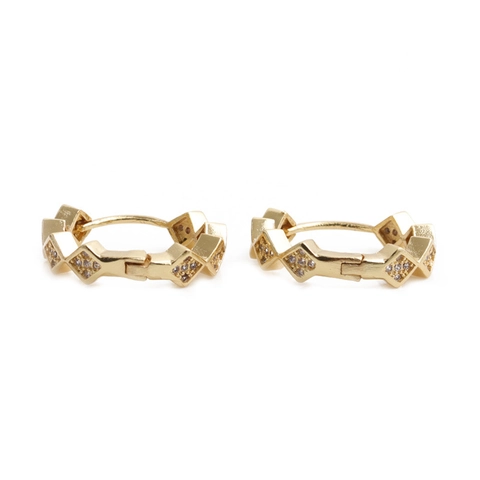 Geometrische Rhombus-Ohrringe Regenbogen-Ear-Cuffs Kupfer Zirkon Gold Minimalistischer Schmuck Für Damen