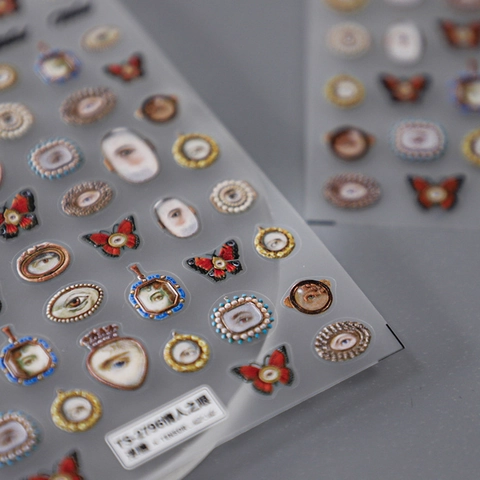 Embossed Nail Art Stickers Vintage Victorian Lover's Eye Butterfly Baroque Style Self Adhesive DIY Decoration For Women