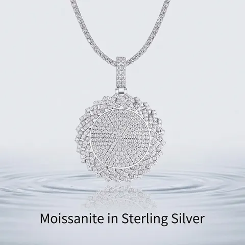 S925 Sterling Silver Moissanite Pendant Necklace Iced Out Hiphop Bling Jewelry With Tennis Chain Link Men Women