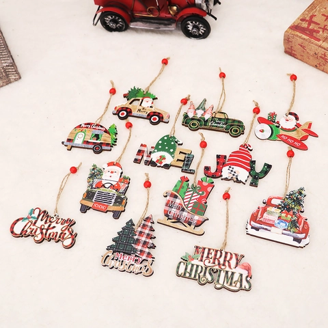 Ornamenti Natalizi Decorazioni Appese In Legno Babbo Natale Camion Gnomo Accessori Per Decorazioni Per Alberi Festivi