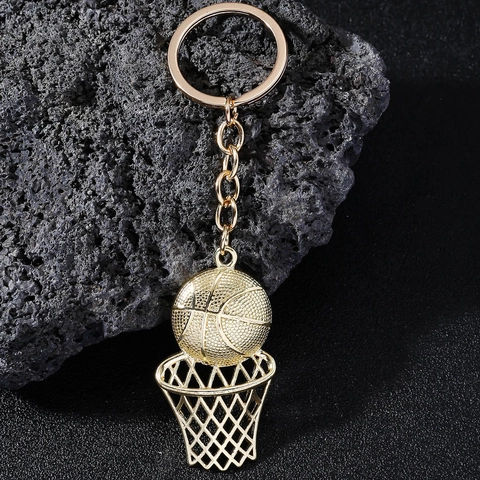 Porte-clés Panier De Basket-ball Alliage Métallique Pendentif Sport Dimensional Style Hip Hop Accessoire Créatif