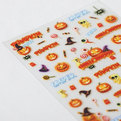 Halloween Relief Nail Stickers Self Adhesive Pumpkin Ghost Skull Spider Festive DIY Nail Art Decoration Decals
