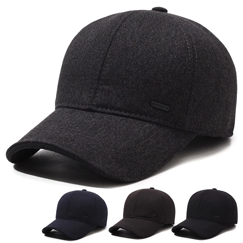 Heren Winter Baseballpet Van Wol Met Oorkleppen Warm Winddicht Sportmuts Verstelbaar