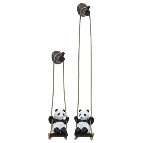 Ornamento Appeso Altalena Panda Resina Statuetta Animale Carino Per Specchietto Retrovisore Auto Decorazione Parete