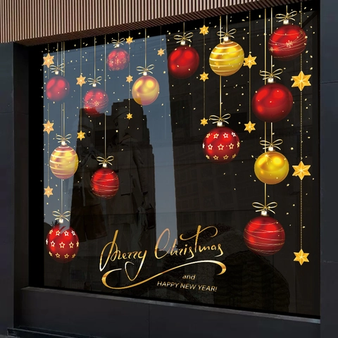 Christmas Window Cling Static Stickers PVC Double Sided Glass Decal Holiday Ornaments Tree Decoration Reusable