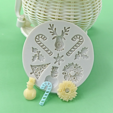 Stampo In Silicone Natalizio Forme Renna Pupazzo Di Neve Fiocco Di Neve Decorazione Torte Fondente Strumento Da Forno DIY