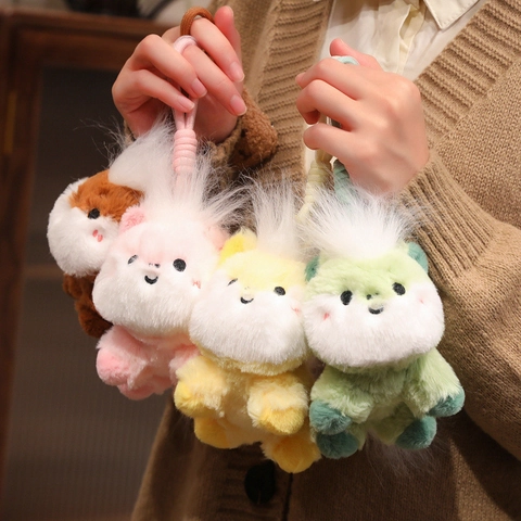 Weicher Plüsch Pony Tier Schlüsselanhänger Flauschiger Tasche Anhänger Mit Geflochtenem Seil Ornament Niedliches Accessoire