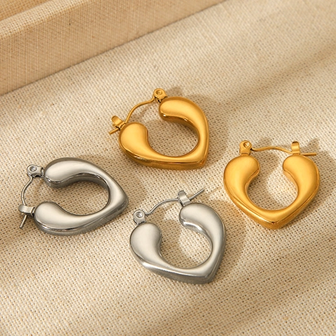 Geometrische Hart Hoop Oorbellen Roestvrij Staal Grove Goud Zilver Verguld Hypoallergeen Mode Sieraden Voor Vrouwen