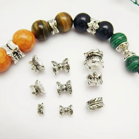 Retro Alloy Bead Caps Spacer Beads Tibetan Silver Style Lotus Flower Leaf Patterns For DIY Jewelry Making