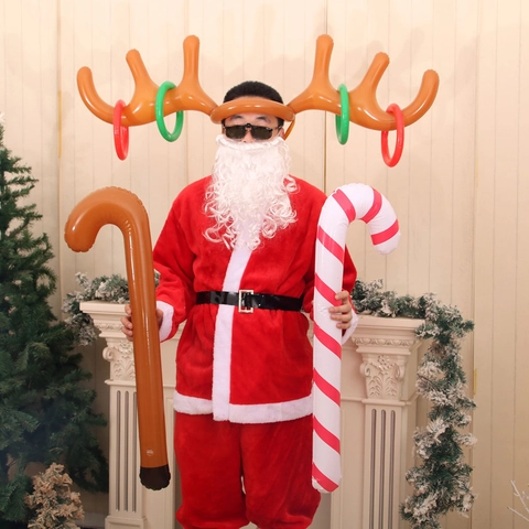 Weihnachts Rentiergeweih Ringwurfspiel Und Aufblasbarer Zuckerstange PVC Party Requisite Für Feiertage Familien Spaß Dekor