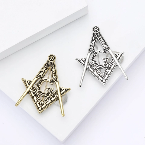 Vintage Alloy Masonic Brooch Pin For Men Antique Gold Silver Plated Square And Compass Emblem G Freemasonry Badge Suit Lapel Pin Jewelry Gift