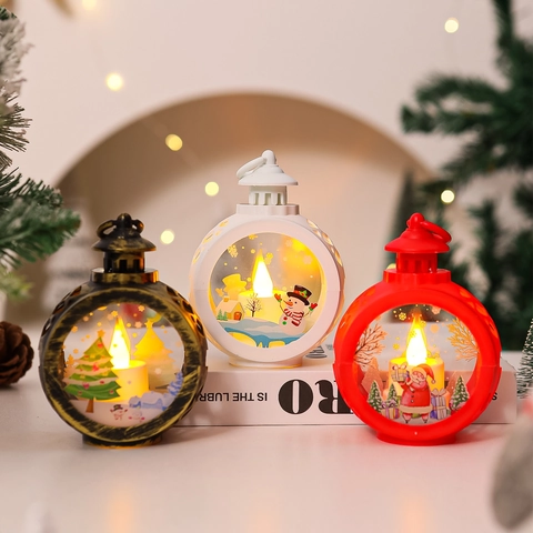 Weihnachts-LED-Laterne Retro-Dekolicht Mit Eingebauter Simulationskerze Für Tisch- Und Hängedekoration Zu Hause