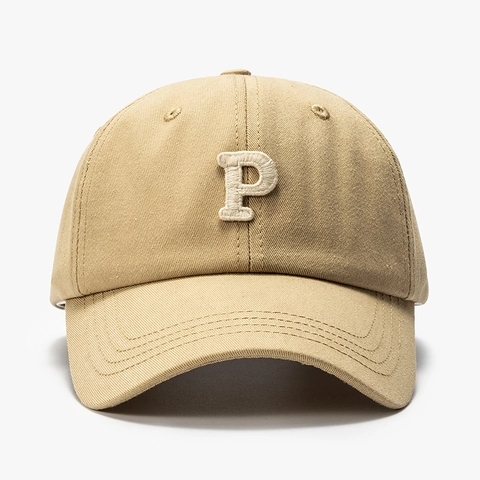Baseball Cap Pure Cotton Letter P Embroidery Adjustable Sun Shade Retro Casual Outdoor Hat For Men And Women