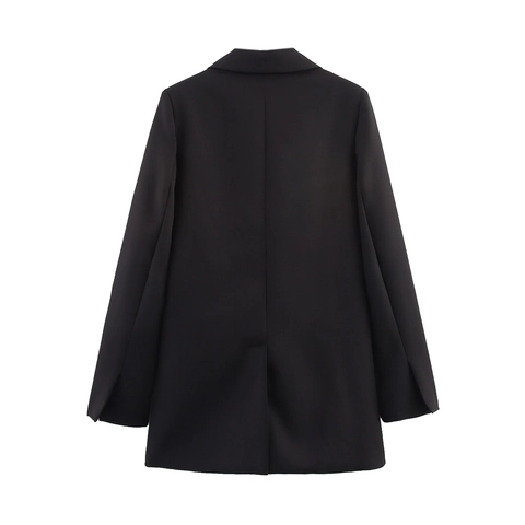 Blazer Mujer Poliéster Doble Botonadura Color Sólido Oficina Negocios Casual Manga Larga Chaqueta
