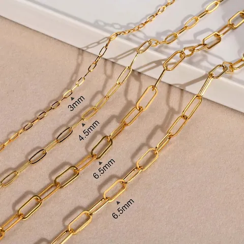 Roestvrijstalen Paperclip Ketting Voor Dames 18K Verguld Geometrische Rechthoekige Schakels Gelaagde Minimalistische Sieraden