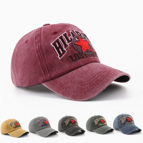 Gorra De Béisbol De Algodón Lavado Retro Desgastada Estrella Bordada Ajustable Dad Hat Hombres Mujeres Exterior Protección
