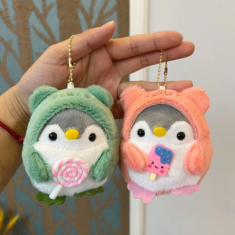 Pinguin Plüsch Schlüsselanhänger Taschenanhänger Weiches Cartoon Tier Hoodie Spielzeug Mit Lutscher Eiscreme Puppe
