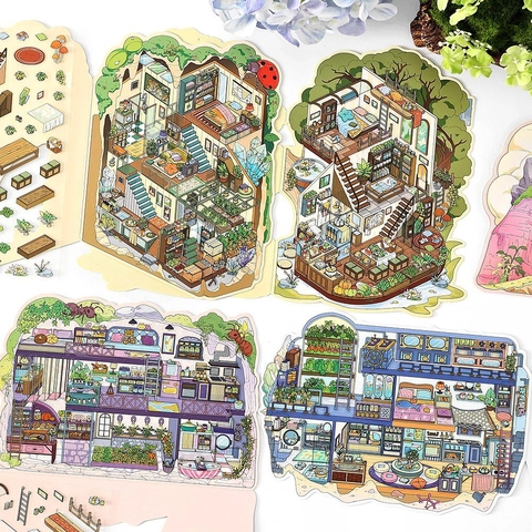 DIY Scene Stickers My Small House Series PET Material Waterproof Decorative Decals For Scrapbooking Journaling Novelty