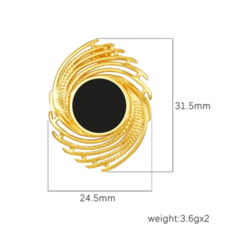 Retro Swirl Enamel Stud Earrings 18K Gold Plated Stainless Steel With Titanium Steel Earring Post Geometric Jewelry