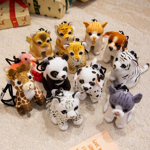 Mini Animale Peluche Portachiavi Giocattolo Morbido Imbottito Tigre Panda Gato Leone Borsa Pendente Decorazione Regalo Bambini Adulti
