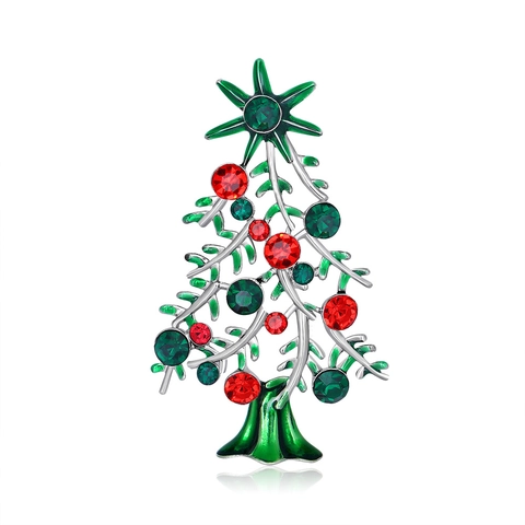 Spilla Albero Di Natale Scintillante Lega Strass Colorati Smalto Gioielli Per Feste Festive Regalo Accessori Invernali