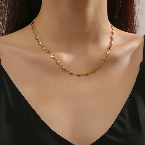 Herzförmige Gliederkette Edelstahl Einfache Schlüsselbeinkette Elegante Süße Romantische Schmuck Geschenk Für Frauen