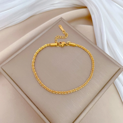 Pulsera De Cadena Minimalista Acero Inoxidable Ajustable Joyería Fina Estilo Retro Regalo Para Mujeres