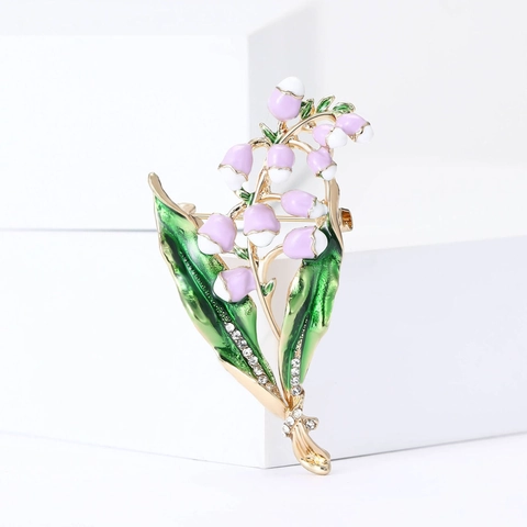 Lelietje Van Dalen Bloem Broche Elegante Legering Emaille Floraal Pin Strass Ingelegd Mode Pak Accessoire Voor Dames