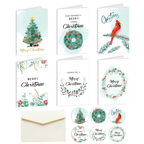 Biglietti Di Auguri Di Natale Carta Kraft Biglietti Per Note Festive Con Buste E Adesivi Babbo Natale Pupazzo Di Neve Festivo
