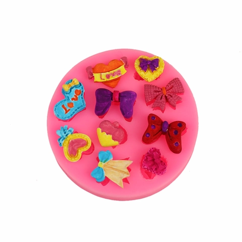 Cartoon Bowknot Heart Silicone Fondant Mold For Cake Decorating Chocolate Candy Gypsum Aromatherapy DIY Craft Baking Mold