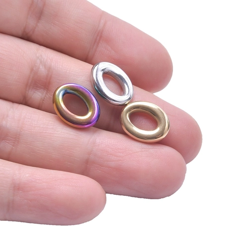 Colgante Ovalado De Acero Inoxidable Chapado Al Vacío Accesorio De Joyería DIY Estilo Geométrico Minimalista Para Mujeres