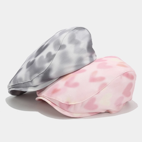 Damen Schirmmütze Baskenmütze Polyester Batik Herzmuster Kurze Krempe Elegant Atmungsaktiv Lässig Sonnenschutz