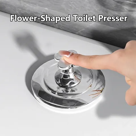 Flower Shape Toilet Button Presser Electroplated Silver Auxiliary Flush Button Helper For Manicure Protection Universal Bathroom Accessory