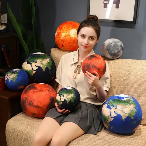 Simulation Planet Plush Toy Earth Moon Mars Sun Soft Short Plush Ball Shape Home Decor Educational Prop Gifts