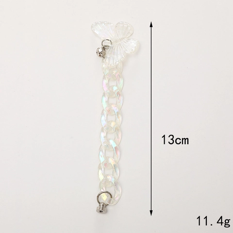 Acryl Kette Handyhülle Anhänger Armband Mit Bunten Schmetterling Bär Anhänger Regenbogen Handgelenkschlaufe Dekorativ