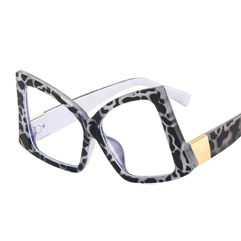 Butterfly Large Frame Eyeglasses Anti Blue Light Blocking Optical Glasses Fashion Leopard Print Frames Women