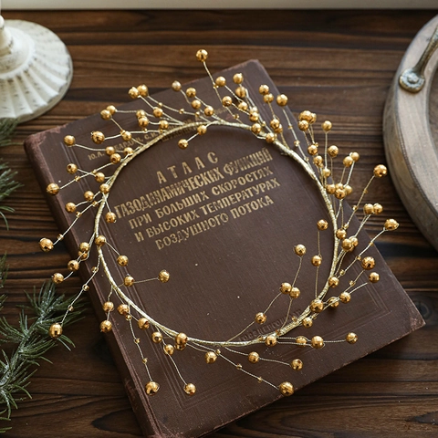 Vintage Weihnachtsdeko Mit Acrylkristallperlen Und Eisendraht Girlande Kranz Kerzenhalter Tischschmuck Feiertagsfeier