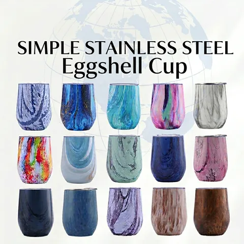 Insulated Tumbler Stainless Steel Egg Shaped Double Wall Vacuum Wine Cup Portable Travel Drinkware With Lid