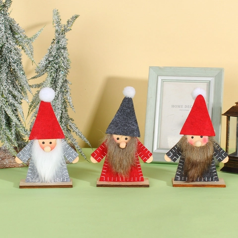 Gnome De Noël Ornement Père Noël Base En Bois Chapeau En Feutre Décoration De Table Nordique