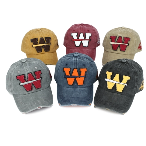 Gorra De Béisbol Vintage Algodón Lavado Desgastado Sombrero Ajustable Aire Libre Casual Bordado Parche Letra W