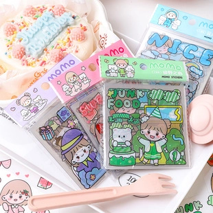 Autocollants Transparents en PET de Dessin Animé Mignon pour Scrapbooking Décalcomanies Décoratives Imperméables pour Bouteille d'Eau Journal DIY Cadeau Étudiant