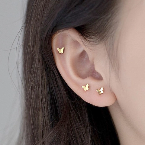 Zierliche Schmetterling Ohrstecker Mit 925 Sterling Silber Stift Gold Silber Plattiert Kupfer Kleiner Schmuck Geschenk Für Damen