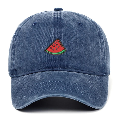 Baseball Cap Washed Cotton Watermelon Embroidery Vintage Retro Style Curved Brim Adjustable Casual Hat For Men Women