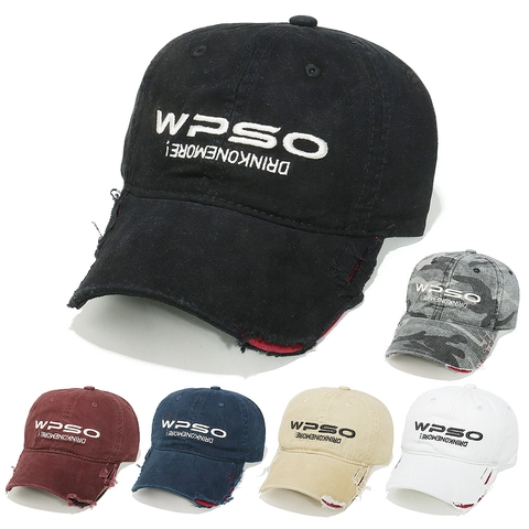 Cappello Da Baseball In Cotone Distressed Streetwear Americano Retro Ricamo Regolabile Cappello Da Sole Unisex